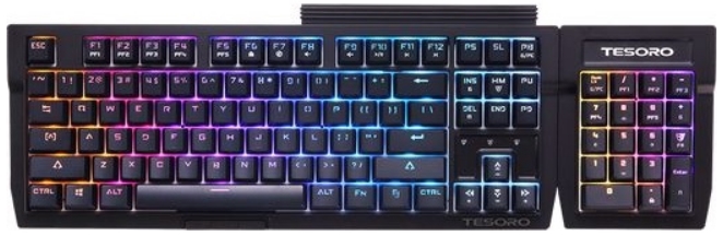 Tesoro - Keyboard Billentyzet - TesoroTizona Spectrum Kailh Red magyar USB Gaming billentyzet, fekete