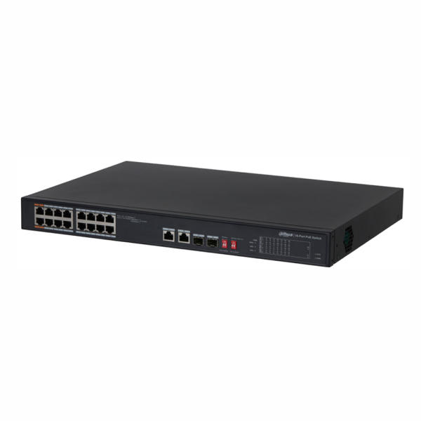 Dahua - Switch, firewall - Switch Dahua PFS3218-16ET-135 PoE switch 16port PoE 16x 100Mbps at/af PoE; 2x gigabit SFP port; 135W PoE
