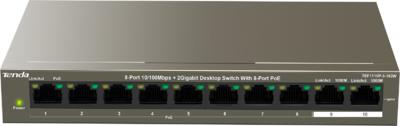 Tenda - Switch, firewall - Switch Tenda TEF1110P-8-102W 8port PoE 10/100Mbit 10xport, Fmhz, 8x10/100Mbit, 2xGigabit, PoE portok8, PoE osztlyPoE