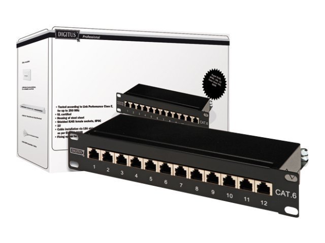 Digitus - Rack szekrny - Patch Panel STP 12x RJ45 CAT6 10' DN-91612S