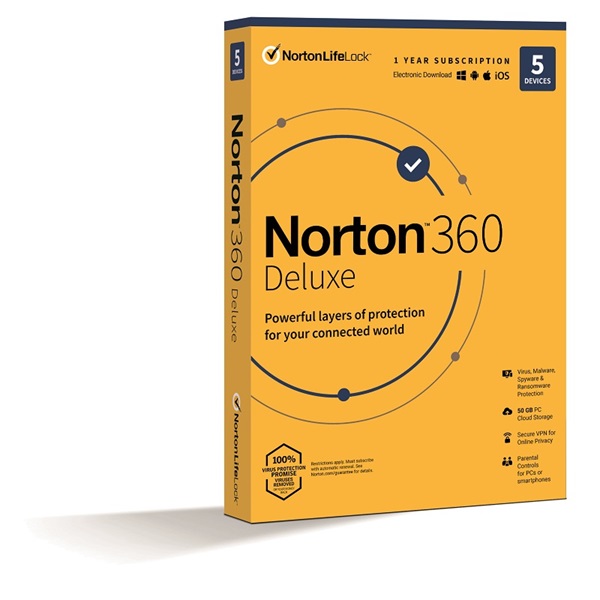 NORTONLIFELOCK - Antivrus - Norton 360 Deluxe 50GB HUN 1 Felhasznl 5 gp 1 ves dobozos vrusirt szoftver 21416689