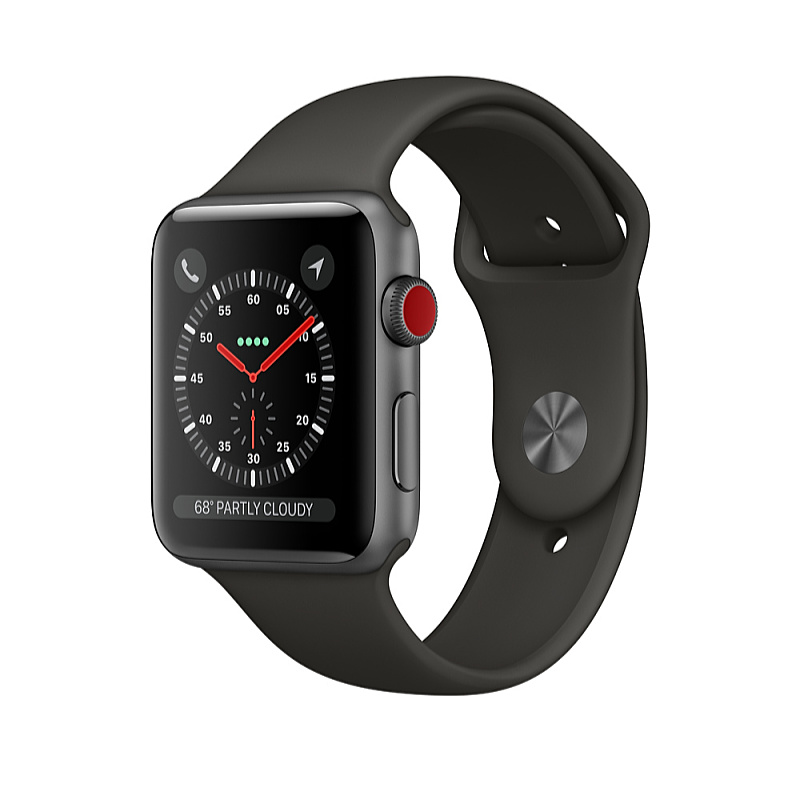 Apple - PDA/PNA/GPS - Apple Watch 3 Okosra, asztoszrke alumniumtok, 38mm fekete sportszj